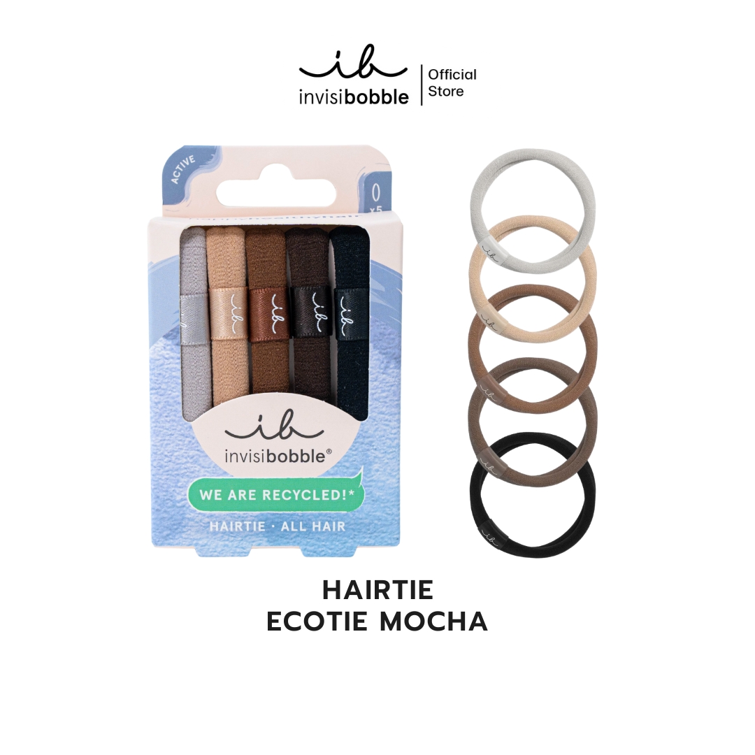 Invisibobble Hair Bands, Hair Care, Cloth Hair Bands, Hairtie Ecotie Model, Mocha Color (1 Box Contains 5 Pieces) ราคา 279 บาท*ส่งฟรี