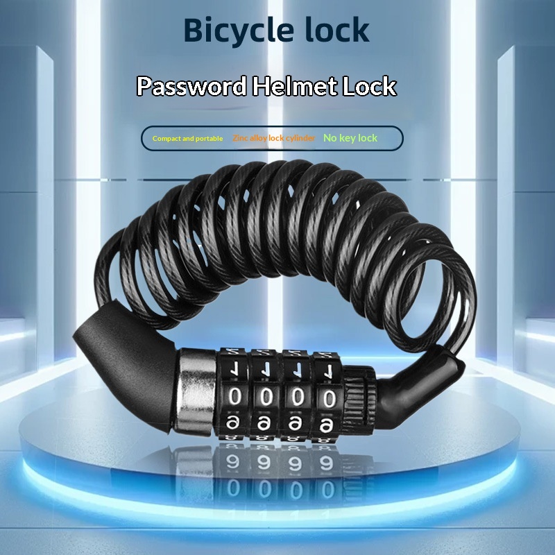4-Digit Combination Helmet Lock with Small Hole Design, Waterproof and Anti-Theft Cable Lock for Bike, Motorcycle, and Electric Scooter ราคา 57 บาท*ส่งฟรี