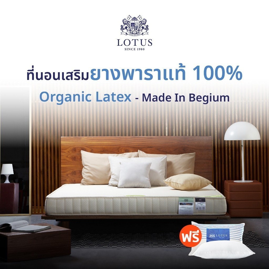 LOTUS ที่นอนรุ่นยางพารา (สเปคแน่นสบาย) รุ่น Microlatex l หนา 7 นิ้ว ฟรี หมอนหนุนกันไรฝุ่น ส่งฟรี ราคา 56,271 บาท*ส่งฟรี