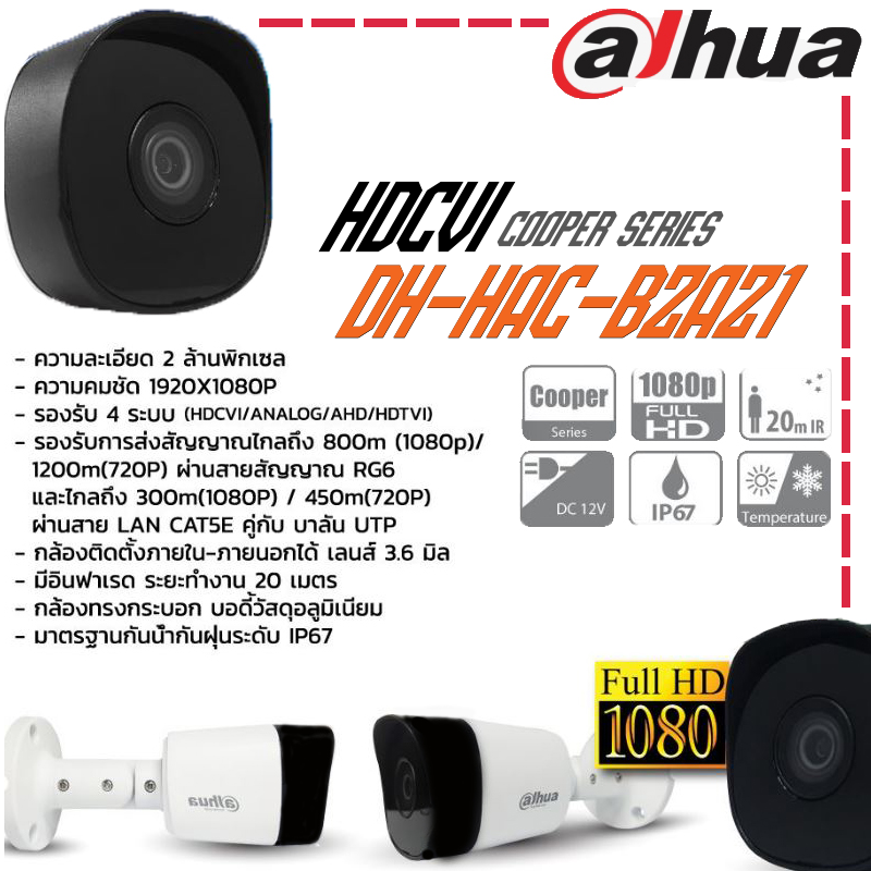 กล้องวงจรปิด กล้องวงจรปิดไร้สาย Wi-Fi DAHUA รุ่น HAC-B2A21P