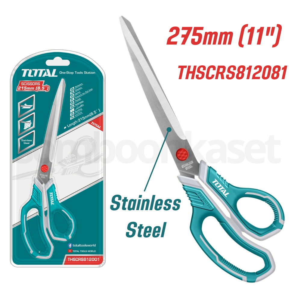Total กรรไกร ขนาด 8.5 นิ้ว/ 11 นิ้ว (215 มม.) (275 มม.) รุ่น THSCRS812001 ( Scissors ) กรรไกรช่าง กรรไกรอเนกประสงค์