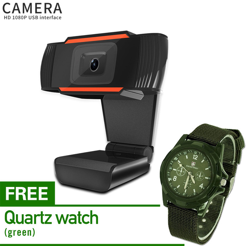 【นาฬิกาถักฟรี】เว็บแคมสำหรับ PC 1080P HD เว็บแคมพับได้เว็บแคมวิดีโอแชท USB สำหรับการประชุม / วิดีโอคอล / คลาสสด