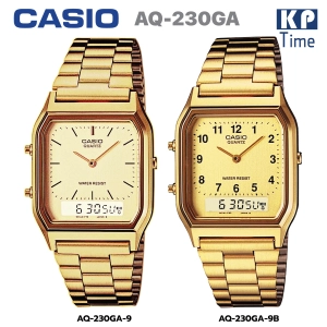 ภาพหน้าปกสินค้าCasio สองระบบเข็มดิจิตอล นาฬิกาข้อมือผู้หญิง สีทอง สายสแตนเลส รุ่น AQ-230GA ของแท้ ประกัน CMG ที่เกี่ยวข้อง
