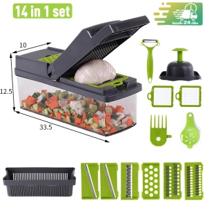 ภาพหน้าปกสินค้าเครื่องสไลด์ผัก,ผลไม้ 14IN1 ชุดสไลด์ผัก ตะกร้าล้างผัก ทีสลัดน้ำผัก15IN1 ที่เกี่ยวข้อง