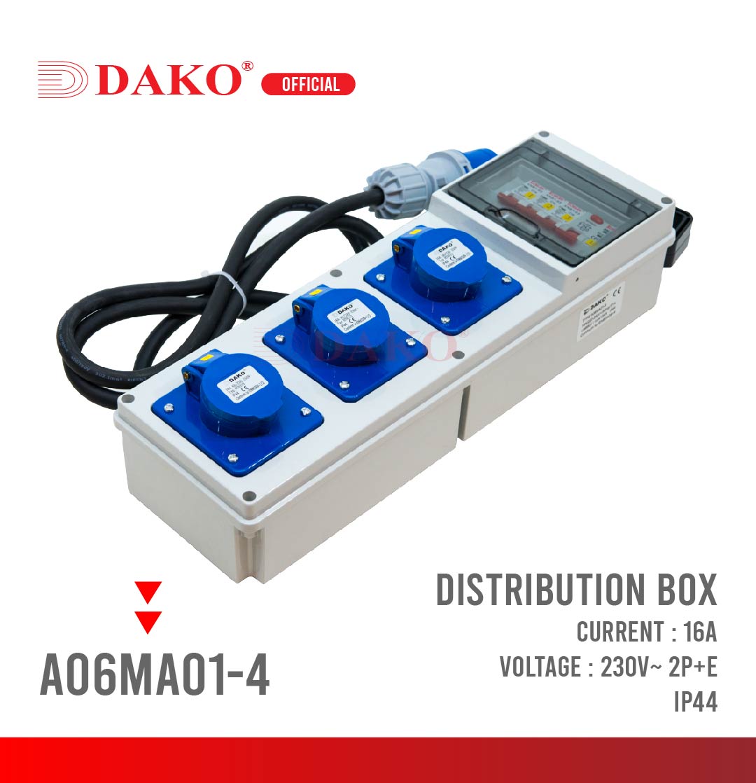 DAKO Distribution Boxes 3sockets 16A 2P+E waterproof IP44 A06MA01-4 ราคา 4,070 บาท*ส่งฟรี