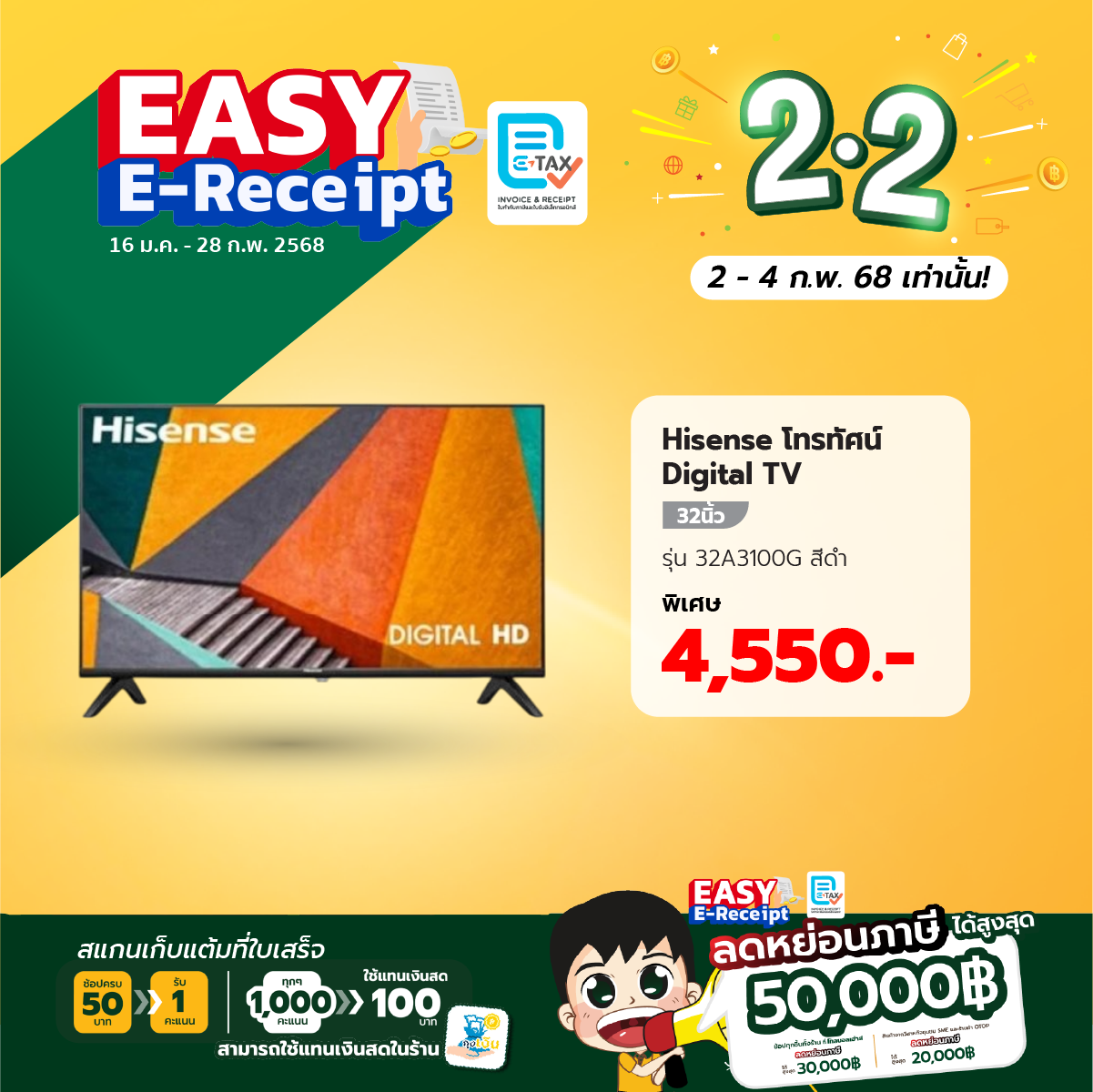 Global House Hisense โทรทัศน์ Digital TV ขนาด 32 นิ้ว รุ่น 32A3100G สีดำ รับประกันของเเท้! ราคา 4,550 บาท*ส่งฟรี