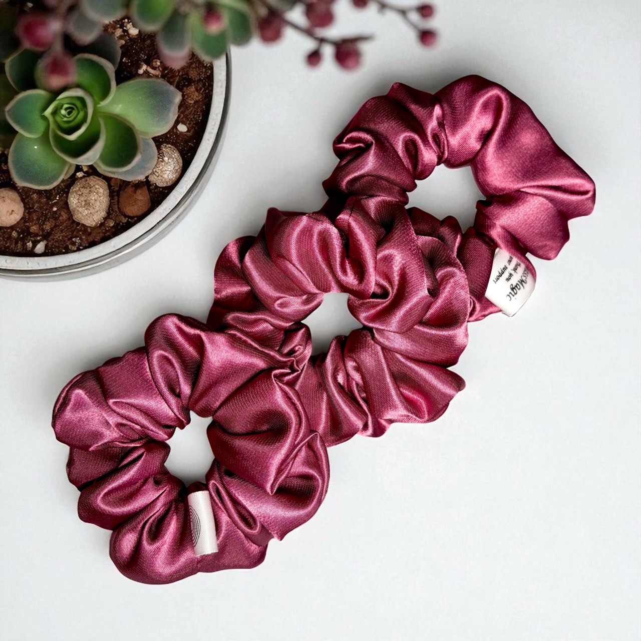 Satin Hair Tie Mangosteen Peel Purple (Drak Purple Satin Scrunchies) Size 3.5 Inches ราคา 47 บาท*ส่งฟรี