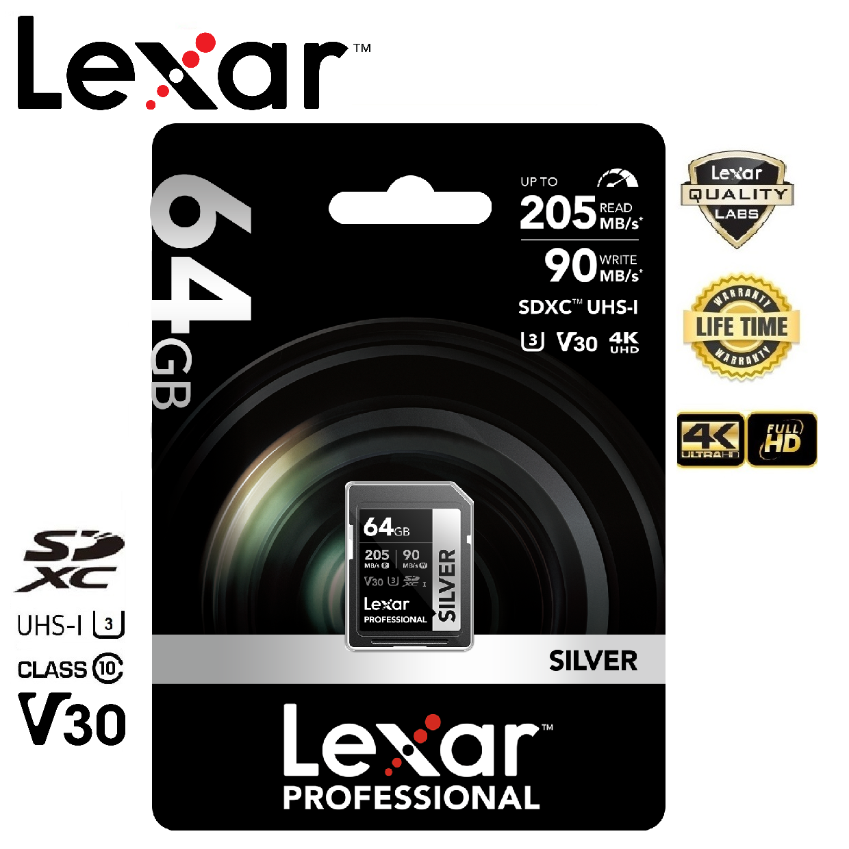 Lexar 64GB SDXC Professional Silver (205MB/s) ราคา 399 บาท*ส่งฟรี