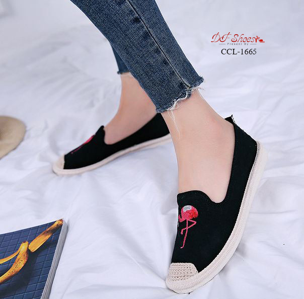 CCL-1665 รองเท้าคัชชูส้นเตี้ยสไตล์เกาหลี วัสดุผ้าแคยวาส