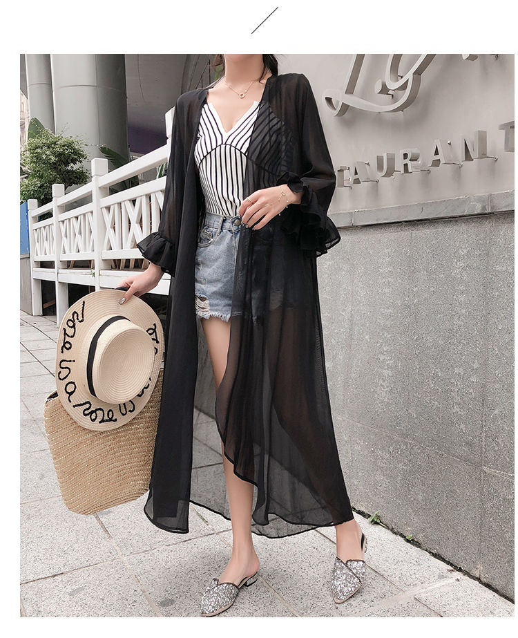 Long chiffon kimono on sale cardigan