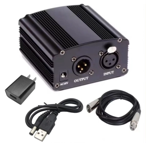 สินค้า แหล่งจ่ายไฟ 48V Phantom Power + สายสัญญาณ Cable For Condenser Microphone ไมค์อัดเสียง ไมค์โครโฟน สินค้ามี2รุ่นไห้เลือกค่ะ-แถมสายXLR