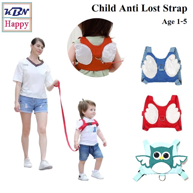 Kbn Happy Child Anti Lost Strap Children's Leash with Angel Wings to Prevent Children from Getting Lost. Use It on the Body. Small Children's Items (Blue) ราคา 148 บาท*ส่งฟรี