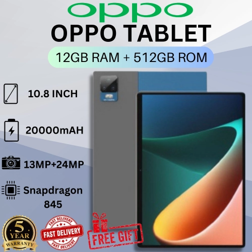 แท็บเล็ตพีซี OPPO 10.8 นิ้ว ฟรี 9 รายการ Android 11.0 ,12GB RAM 512GB ROM Dual SIM 4G LTE