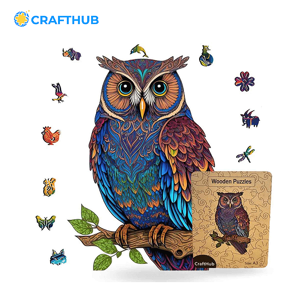 Crafthub owl shape | 158 PCs of thick and high quality jigsaw puzzle | A3 size jigsaw ราคา 442 บาท*ส่งฟรี