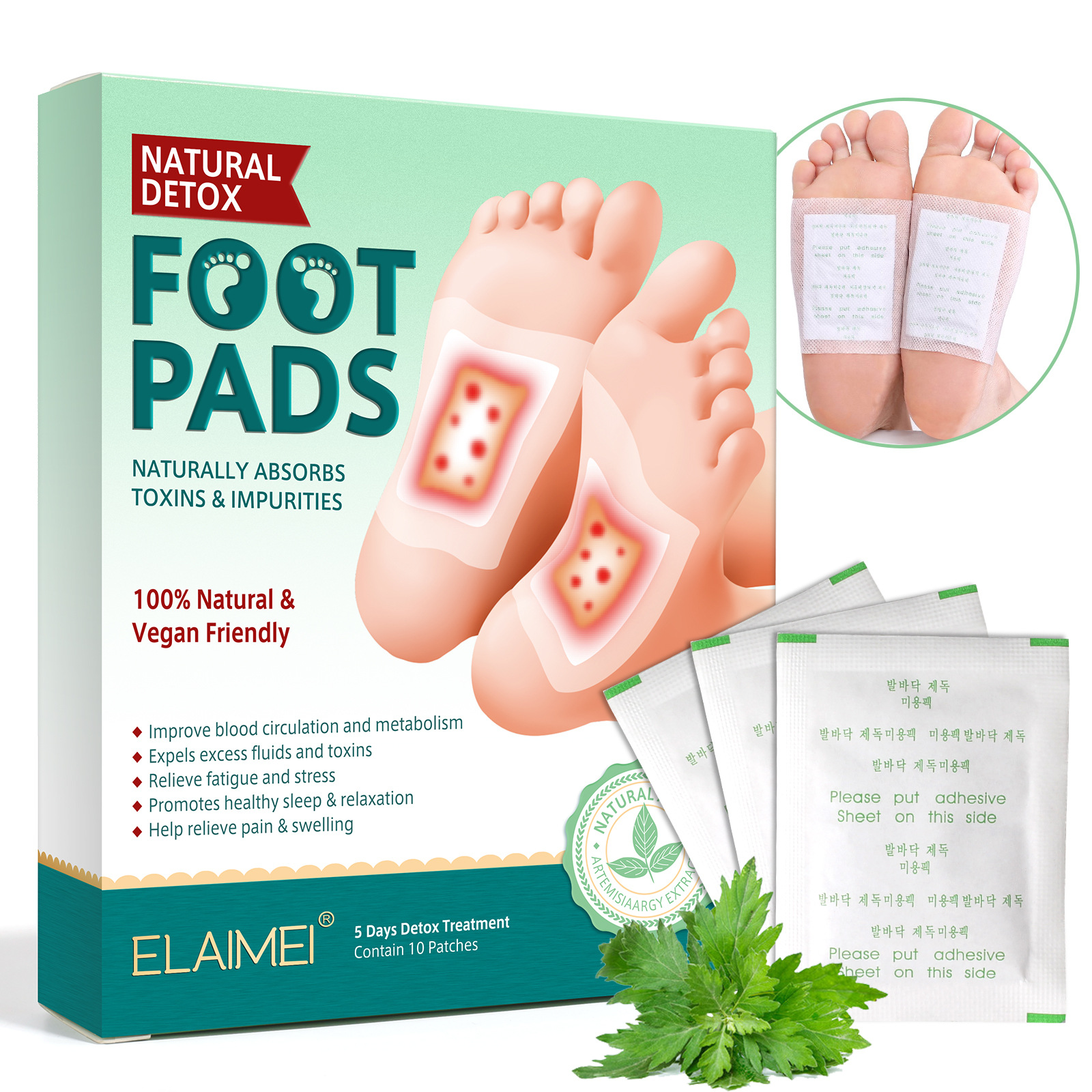 เกี่ยวกับ แผ่นแปะเท้าเพื่อสุขภาพ KINOKI ของแท้💯 Foot Pad แผ่นแปะเท้าสมุนไพร ช่วยหลับสบาย แผ่นเเปะเท้าเพื่อสุขภาพ  Foot Pad（10pcs）
