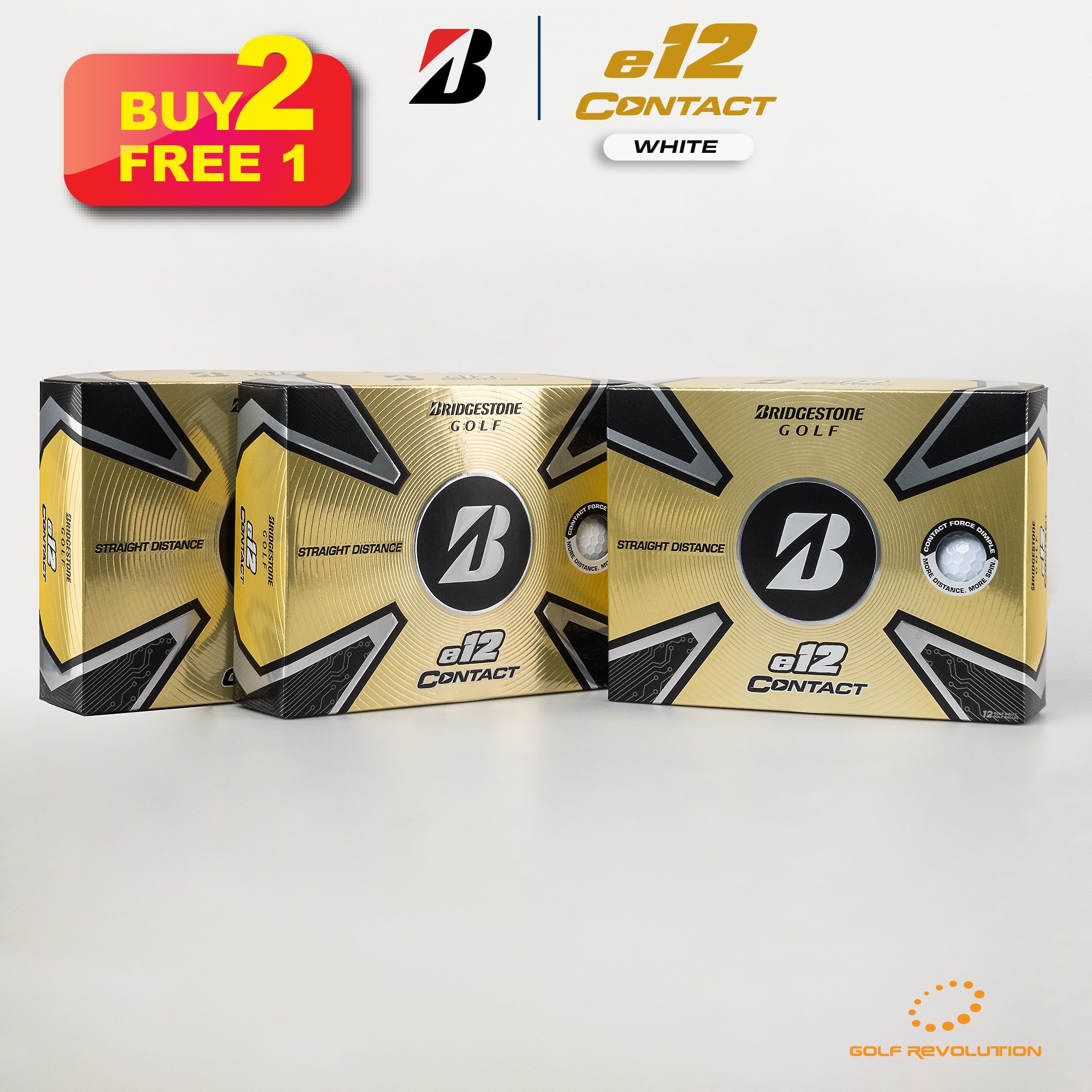 ลูกกอล์ฟ Bridgestone Golf - NEW e12 Contact White ซื้อ 2 แถม 1, Price: 1,490 THB/dz (Promotion : Buy2, Free1) ราคา 2,580 บาท*ส่งฟรี