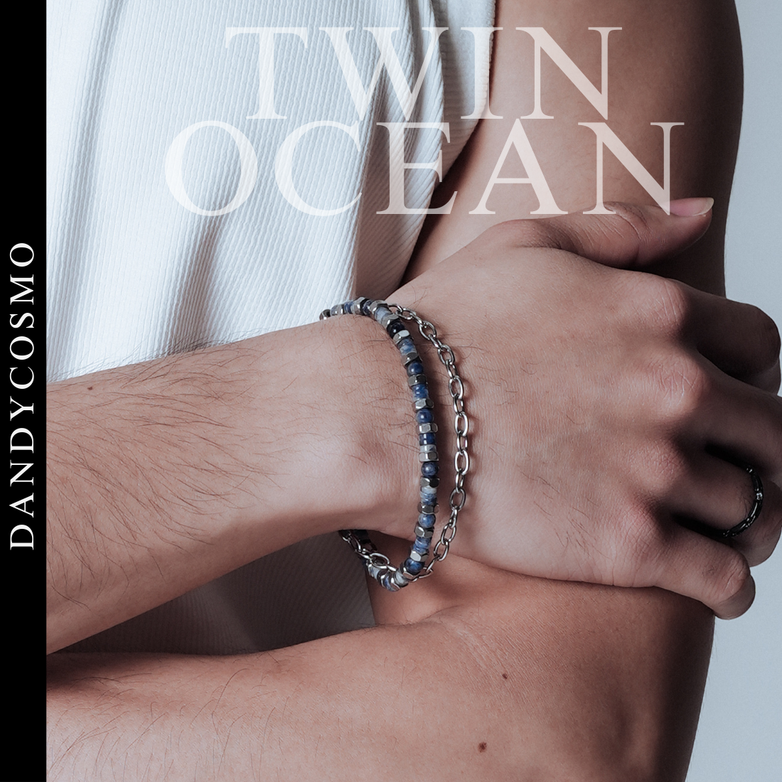 Dandy Cosmo | Stainless Steel Bracelet Mixed with Stones, Men's Bracelet, Twin Ocean Model ราคา 798 บาท*ส่งฟรี