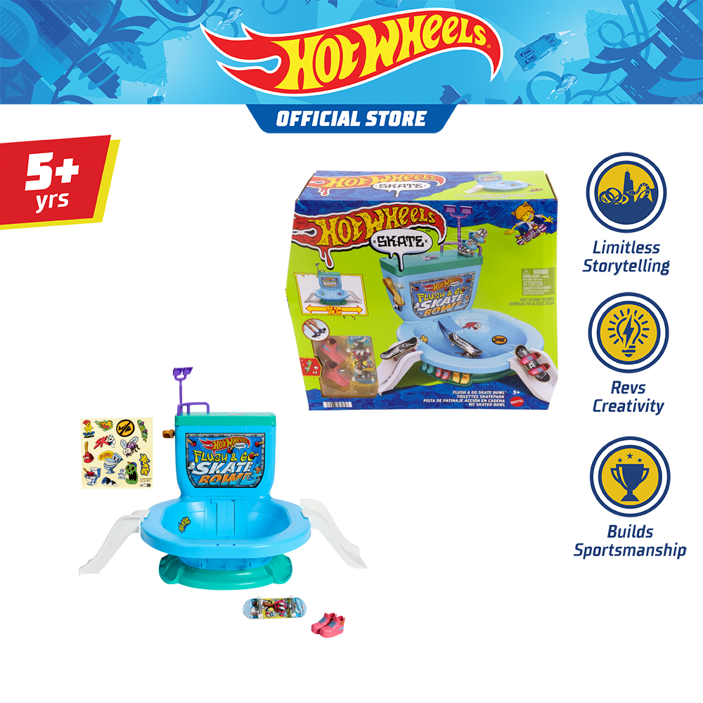 Hot Wheels Skate Flush & Go Skate Bowl ฮอตวีลส์สเก็ต ชุดแรมป์ชักโครก ของเล่น HXL16 VN ราคา 2,507 บาท*ส่งฟรี