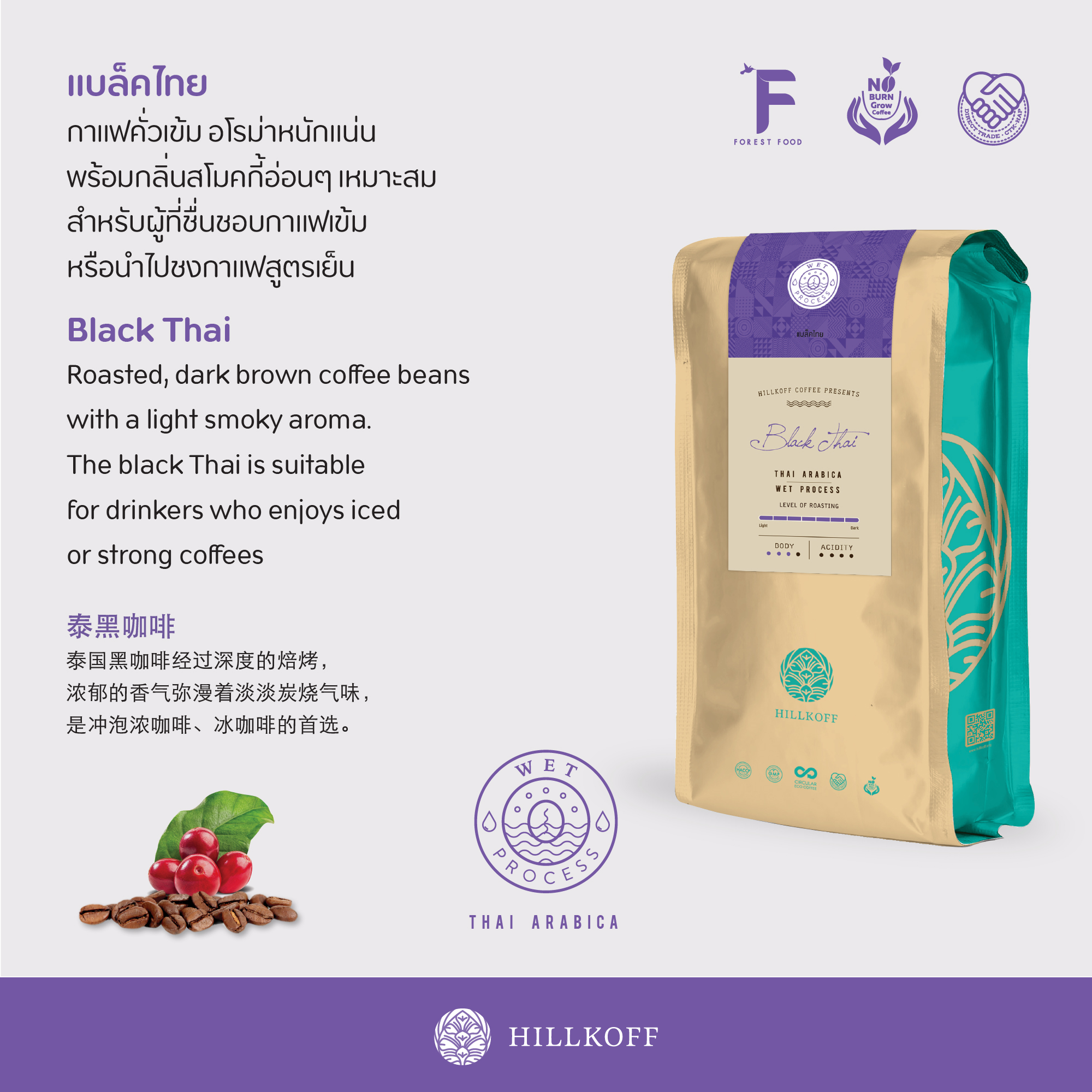 รายละเอียดเพิ่มเติมเกี่ยวกับ HILLKOFF : เมล็ดกาแฟคั่ว อาราบิก้า คั่วเข้มมาก ฮิลล์คอฟฟ์ (Black Thai) Arabica 100% ขนาด 250 g กาแฟ อราบิก้า เมล็ดกาแฟ เม็ดกาแฟ