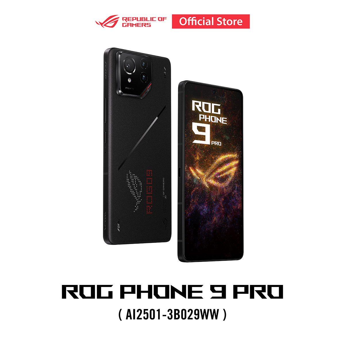ASUS ROG Phone 9 Pro (AI2501-3B029WW) RAM 16GB / ROM 512GB (Phantom Black) ราคา 39,990 บาท*ส่งฟรี