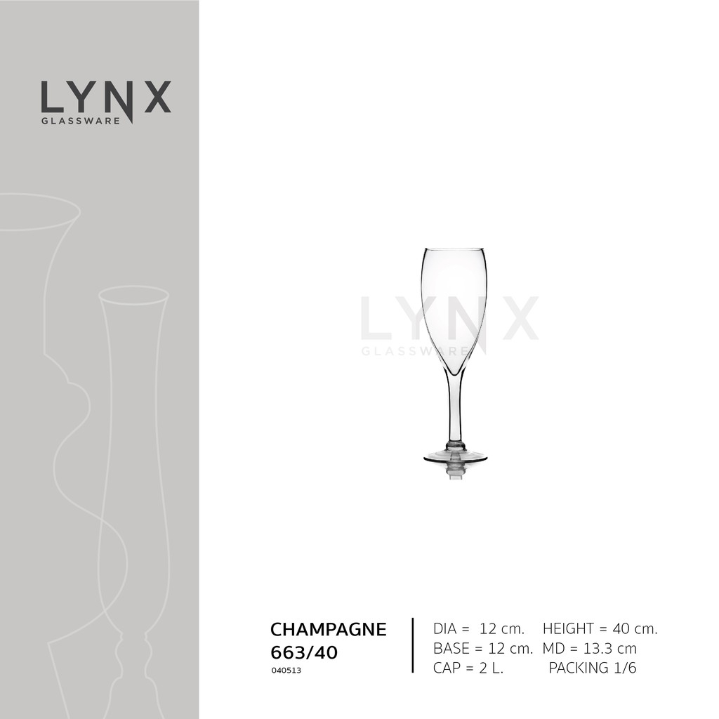 LYNX CHAMPAGNE 663/40 - แจกันแก้วใสคุณภาพสูง งานแฮนด์เมด เหมาะสำหรับจัดเลี้ยง งานแต่ง ดินเนอร์หรู