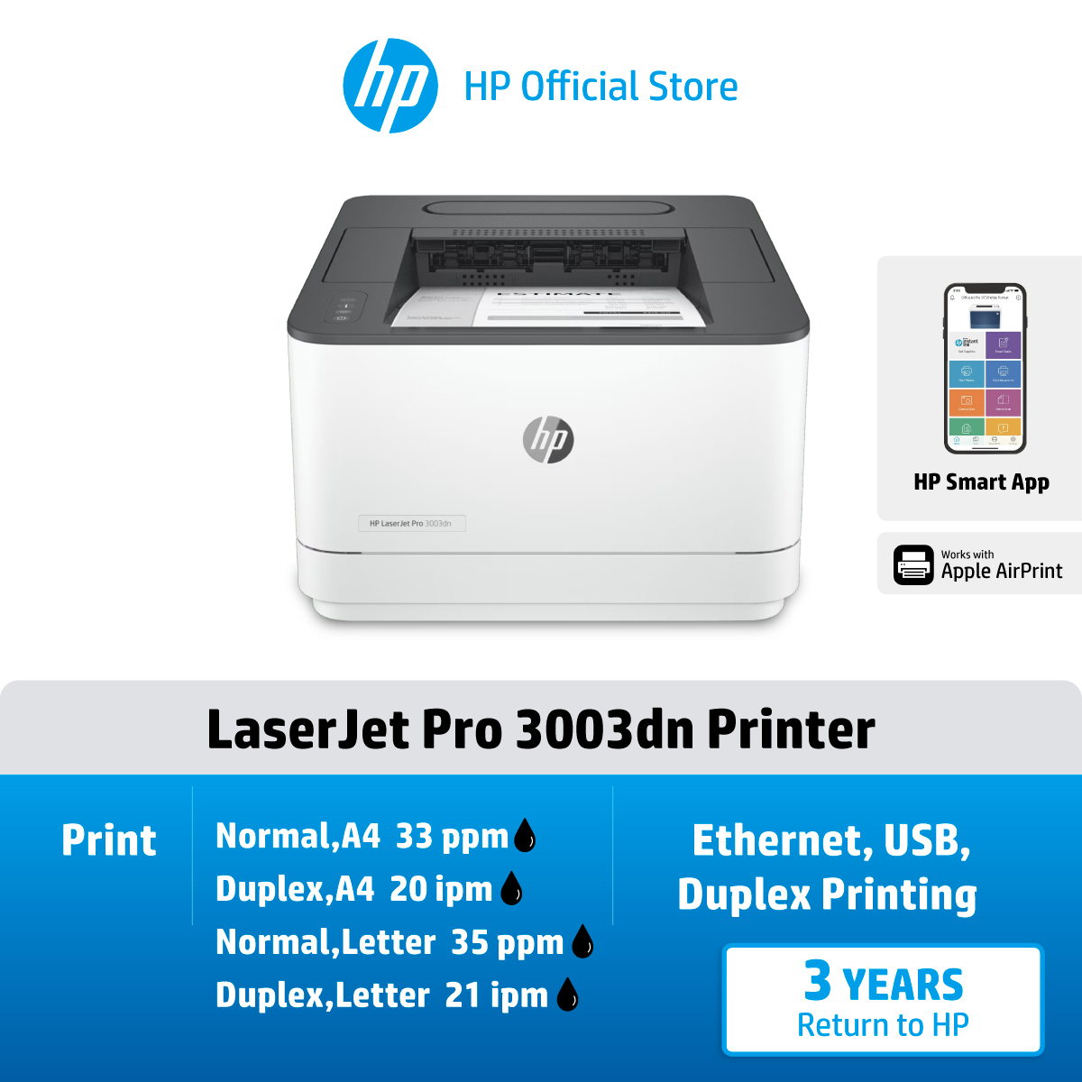HP LaserJet Pro 3003dn - Pro 3003dw Printer ราคา 10,790 บาท*ส่งฟรี