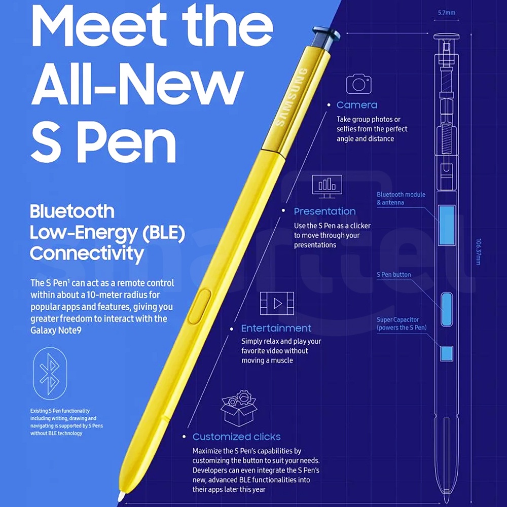 รายละเอียดเพิ่มเติมเกี่ยวกับ 【ส่งฟรี】ของแท้ 100% ปากกา S Pen Samsung Note9 (มี Blth ถ่ายรูปได้ มีแบตเตอรี)  ไม่แท้คืนเงิน !!!