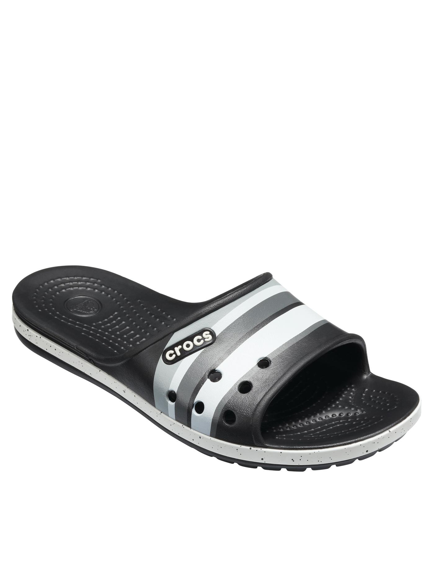 CROCS รองเท้าแตะสำหรับผู้ใหญ่ รุ่น Crocband II Graphic Slide ไซส์ M5/W7 สีดำ-ขาว
