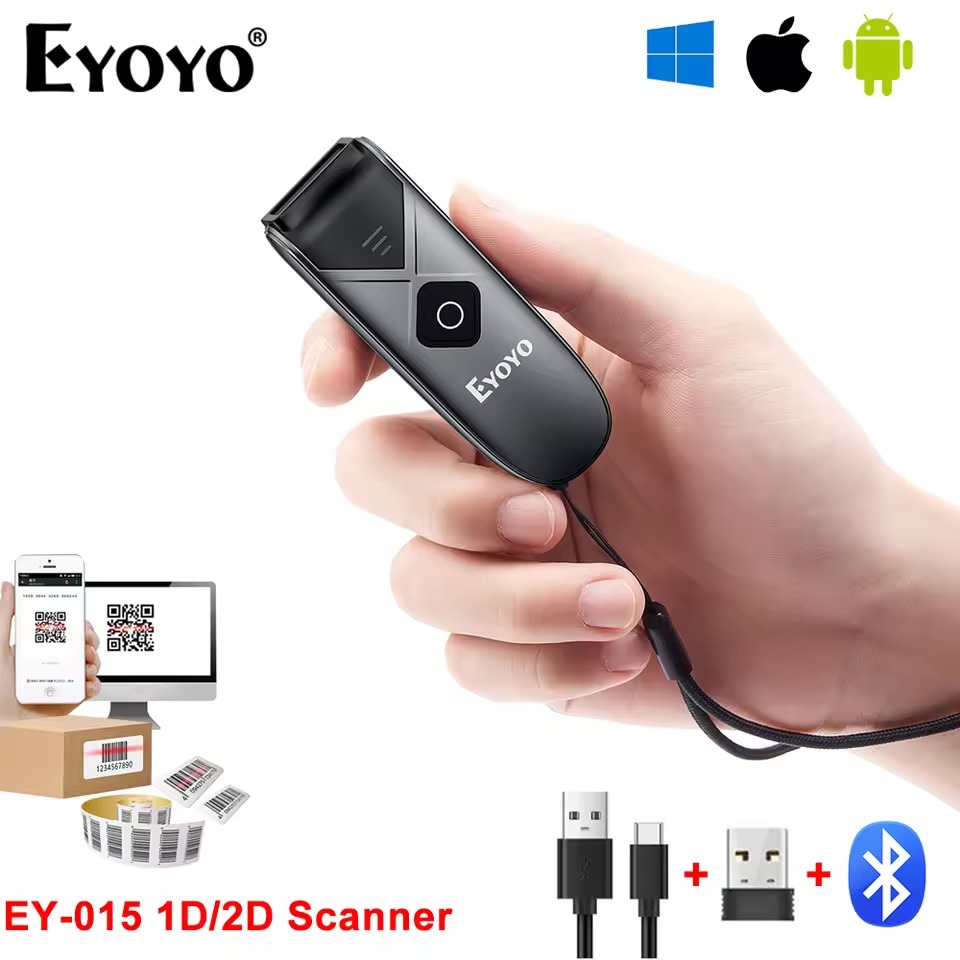 Eyoyo 2D Bluetooth Barcode Scanner Mini Portable Wireless 1D Bar Code Reader Wired 3-in-1 Connection QR Image PDF417 Data Matrix ราคา 1,299 บาท*ส่งฟรี