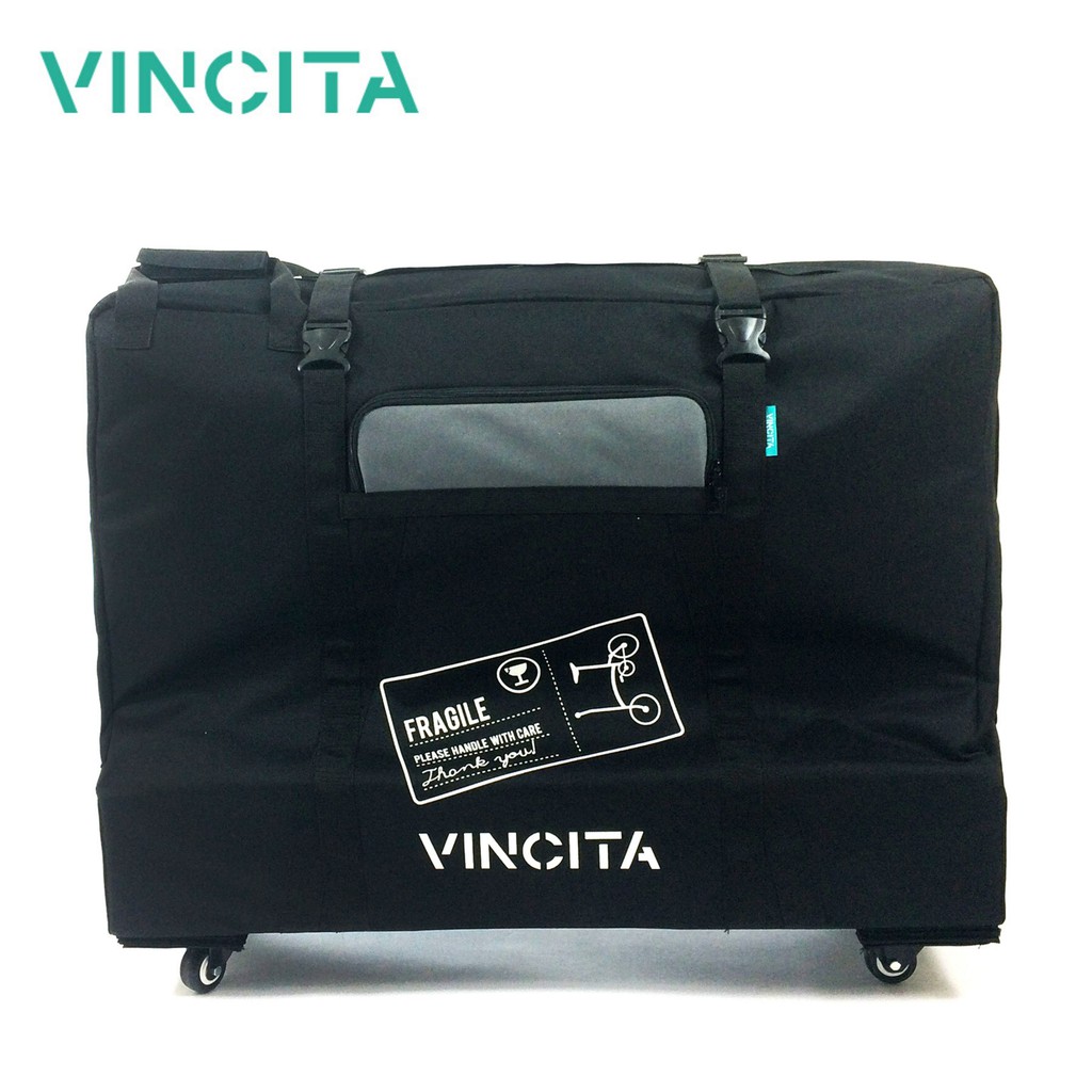 Vincita กระเป๋าจักรยานพับ 20 นิ้ว รุ่นสี่ล้อ (B132TD-BL) - บุโฟม 5 มิล ล้อถอดได้ ฐานแข็งแรง พับเก็บได้ กระเป๋าใส่จักรยานพับ 20 นิ้ว ราคา 3,619 บาท*ส่งฟรี