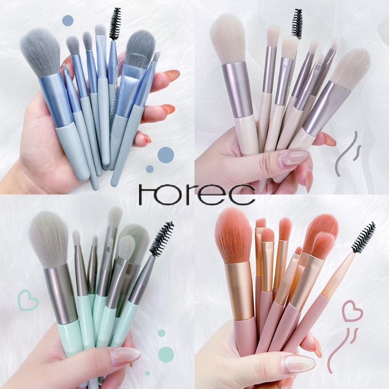 Horec ชุดแปรงแต่งหน้าใหม่ 8 ชิ้นมินิแปรงแต่งหน้าขนนุ่มแบบพกพา Makeup Brush Set New 8pcs Mini Makeup Brushes Portable Soft Hair