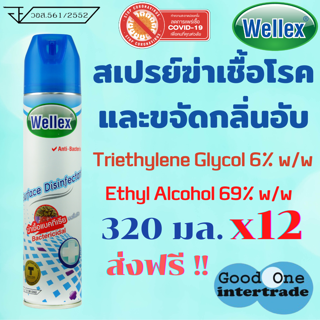WELLEX เวลเล็กซ์ สเปรย์ฆ่าเชื้อแบคทีเรีย 320 มล. แพ็ค /12ชิ้น ราคา 900 บาท*ส่งฟรี