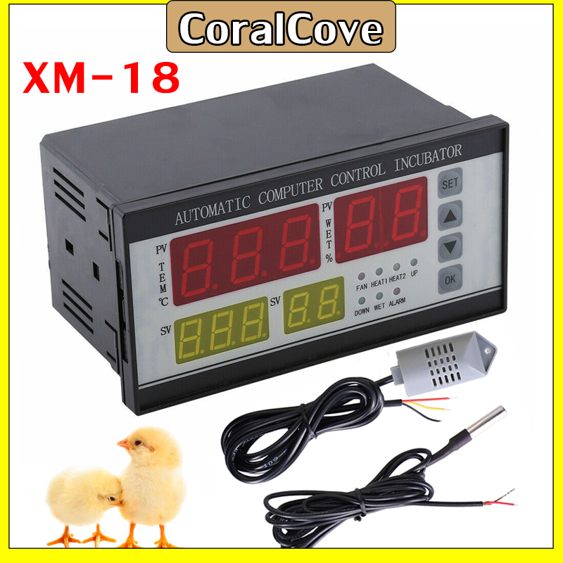 CoralCove XM-18 ตัวควบคุมอุณหภูมิตู้ฟักไข่ เครื่องควบคุมการฟักไข่ 220V ตัวควบคุมอุณหภูมิและความชื้น สำหรับตู้ฟักไข่ไก่ ทนนาน ราคา 660 บาท*ส่งฟรี