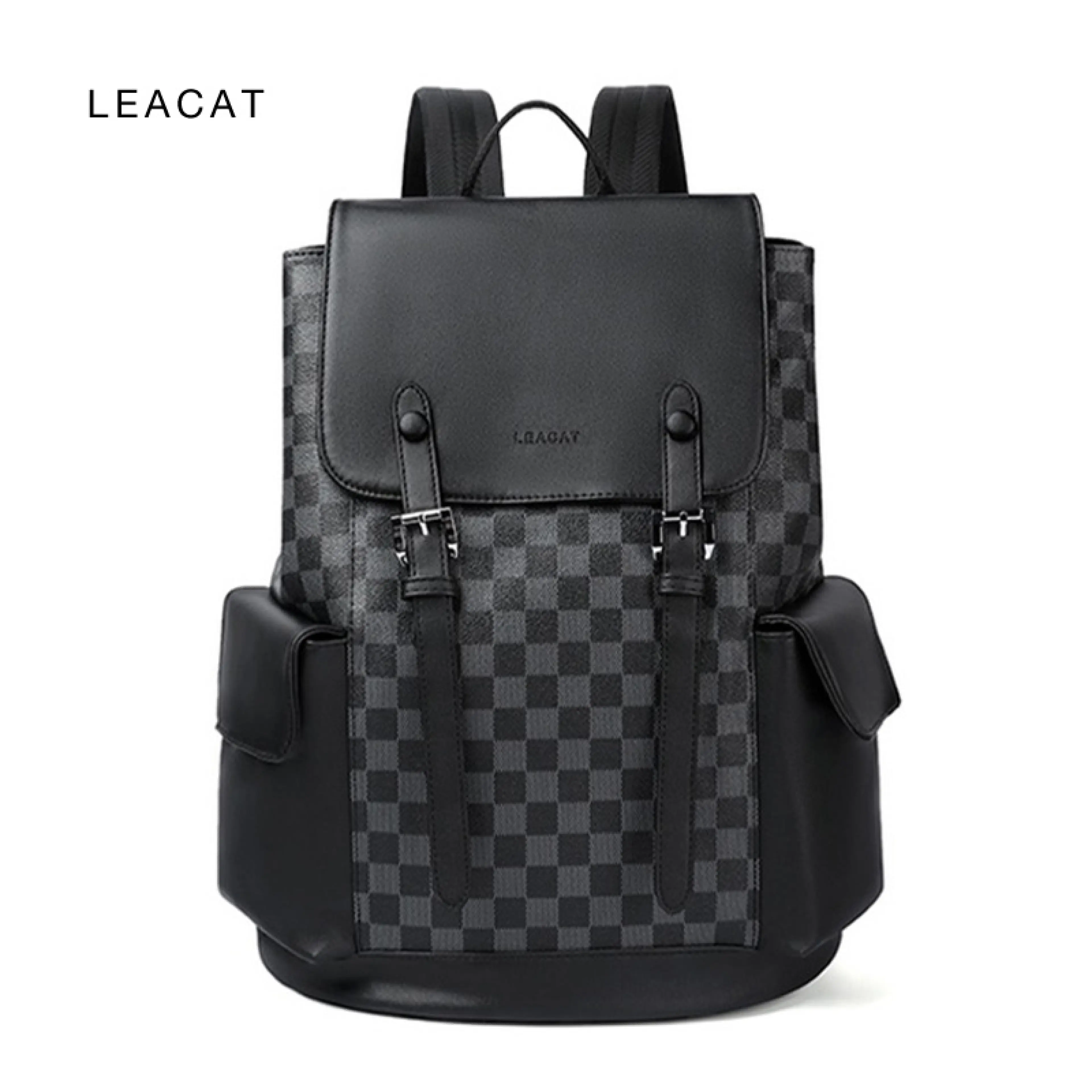 Leacat Men's Checkered Laptop Backpack 15.6 Inch Business Travel Backpack