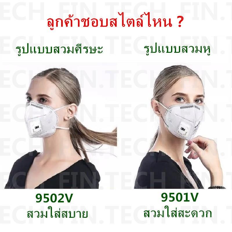 หน้ากากป้องกันฝุ่น 3M 9502V Mouth Face Mask 3D Anti-fog Anti PM 2.5 Respirator Anti Dust Haze Disposable Particulate Mask Respirator Ear Wearing N90 Level for Men Women