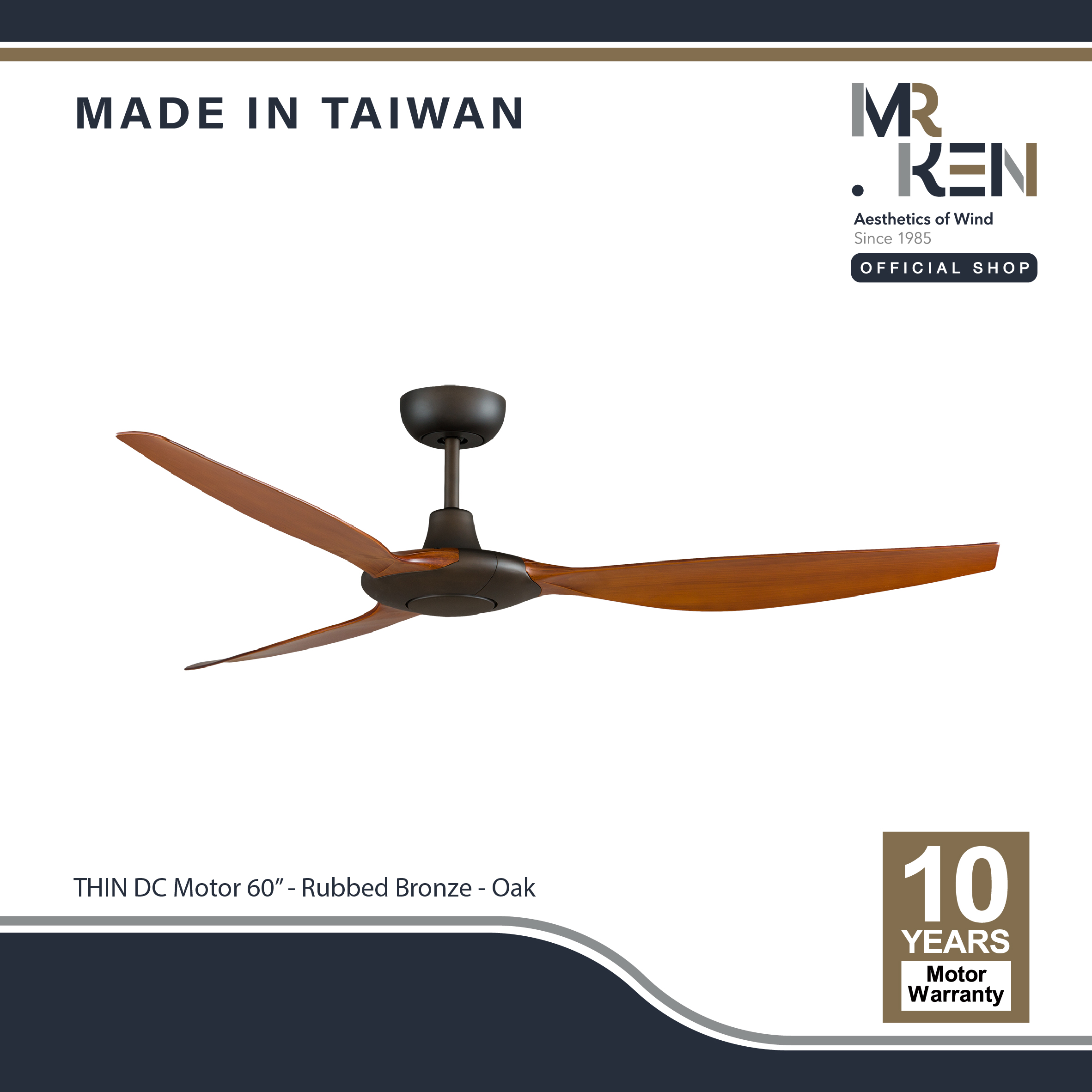 พัดลมเพดาน MR KEN รุ่น THIN DC Motor พัดลมเพดาน ขนาด 60" พร้อมรีโมทคอนโทรล ราคา 11,320 บาท*ส่งฟรี