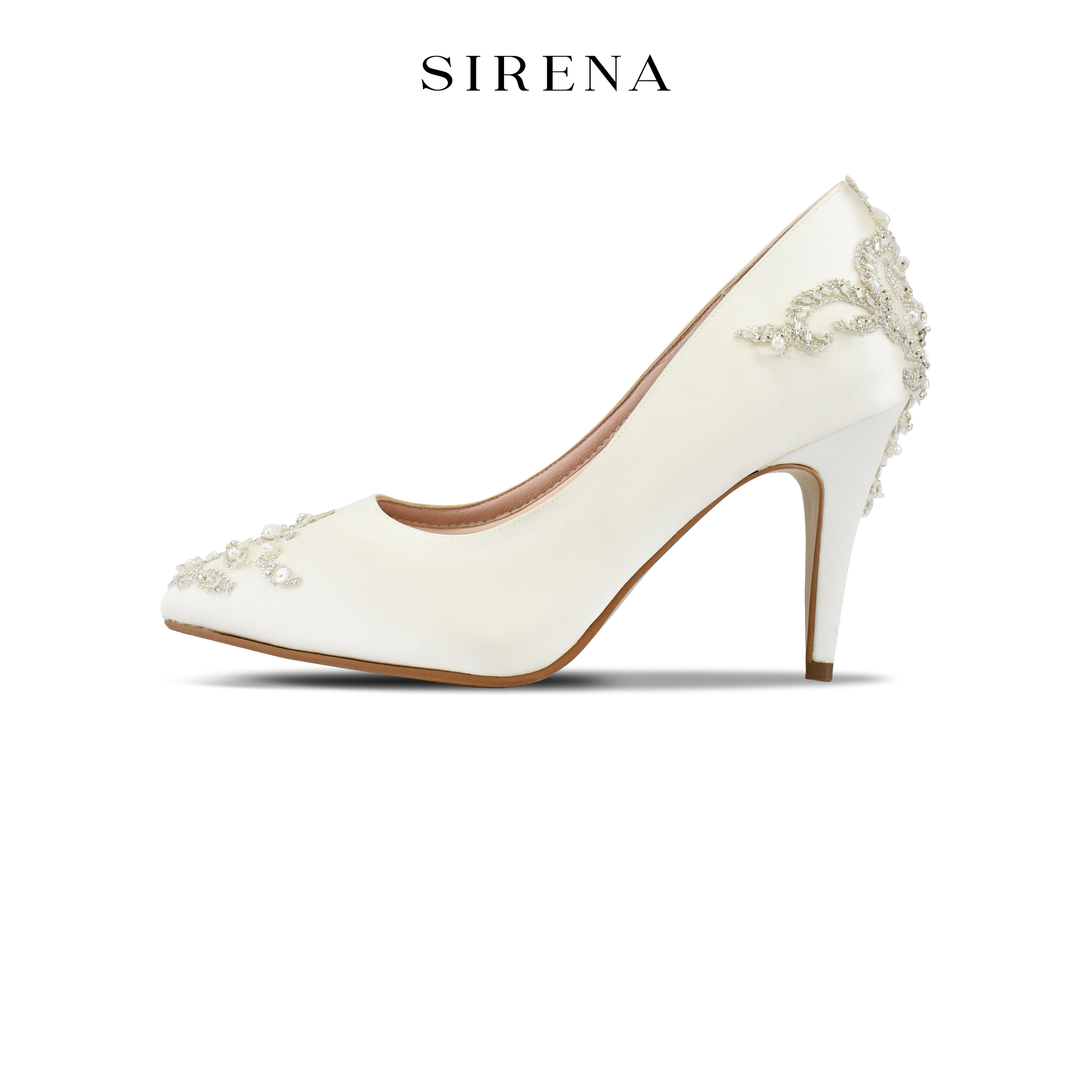 Sirena Bridal Shoes, Pointed Toe, 3.75 Inch Heel, Rosie Model, Ivory Color. ราคา 4,650 บาท*ส่งฟรี