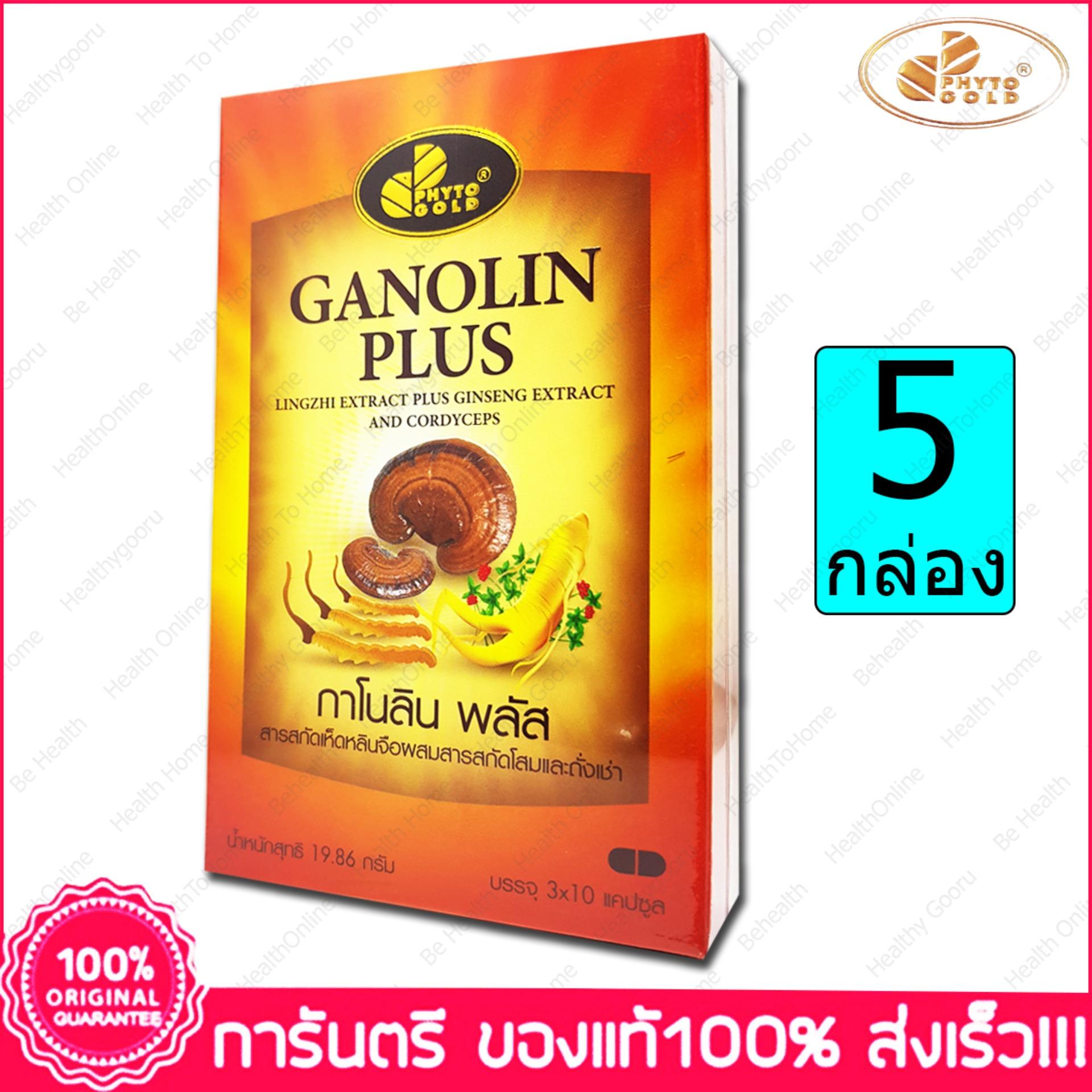 Ganolin Plus Linzhi Ginseng Cordycep PHYTOGOLD ไฟโตโกลด์ เห็ดหลินจือ โสม ถั่งเช่า 30 Cap. X 5 Box(กล่อง)