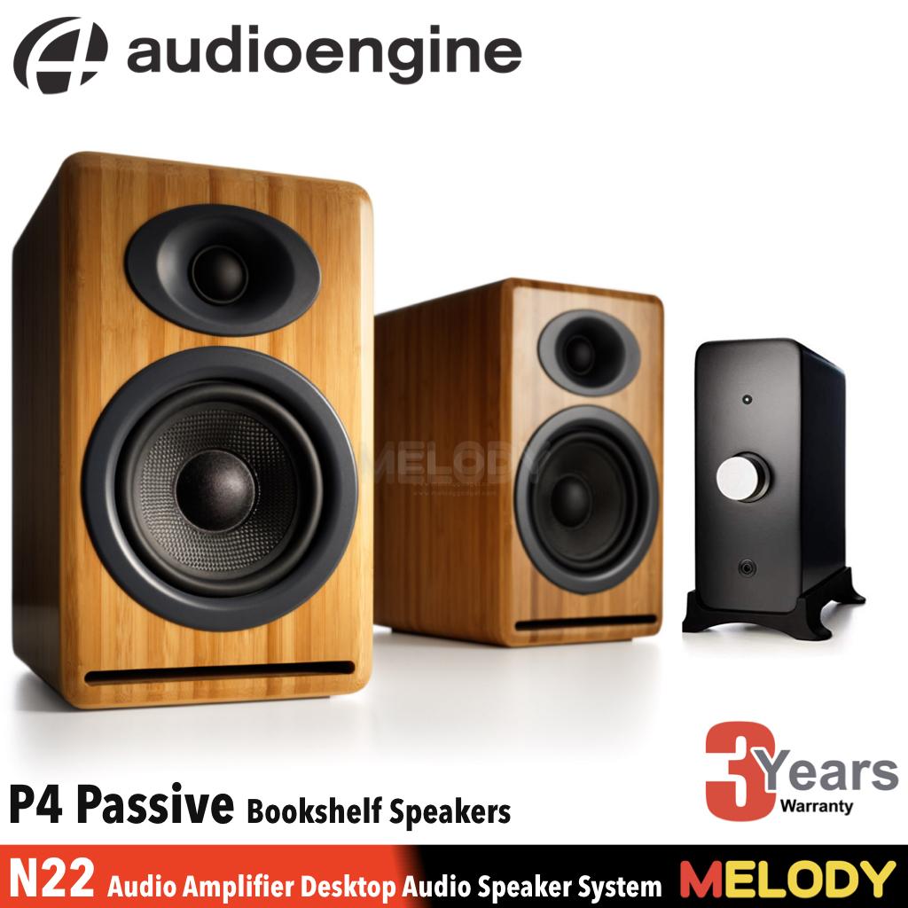 Audioengine P4 Passive Bookshelf Speakers and N22 Audio Amplifier Desktop Audio Speaker System รับประกันศูนย์ 3 ปี