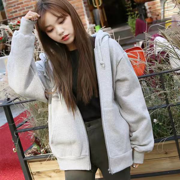 TZY SHOPเสื้อกันหนาวขนาดใหญ่ เสื้อคาดิแกนด์สีพื้นมีฮู้ด มีหมวก ซิปหน้า สีสวยสไตล์เกาหลี ใส่คลุมได้กับทุกชุด