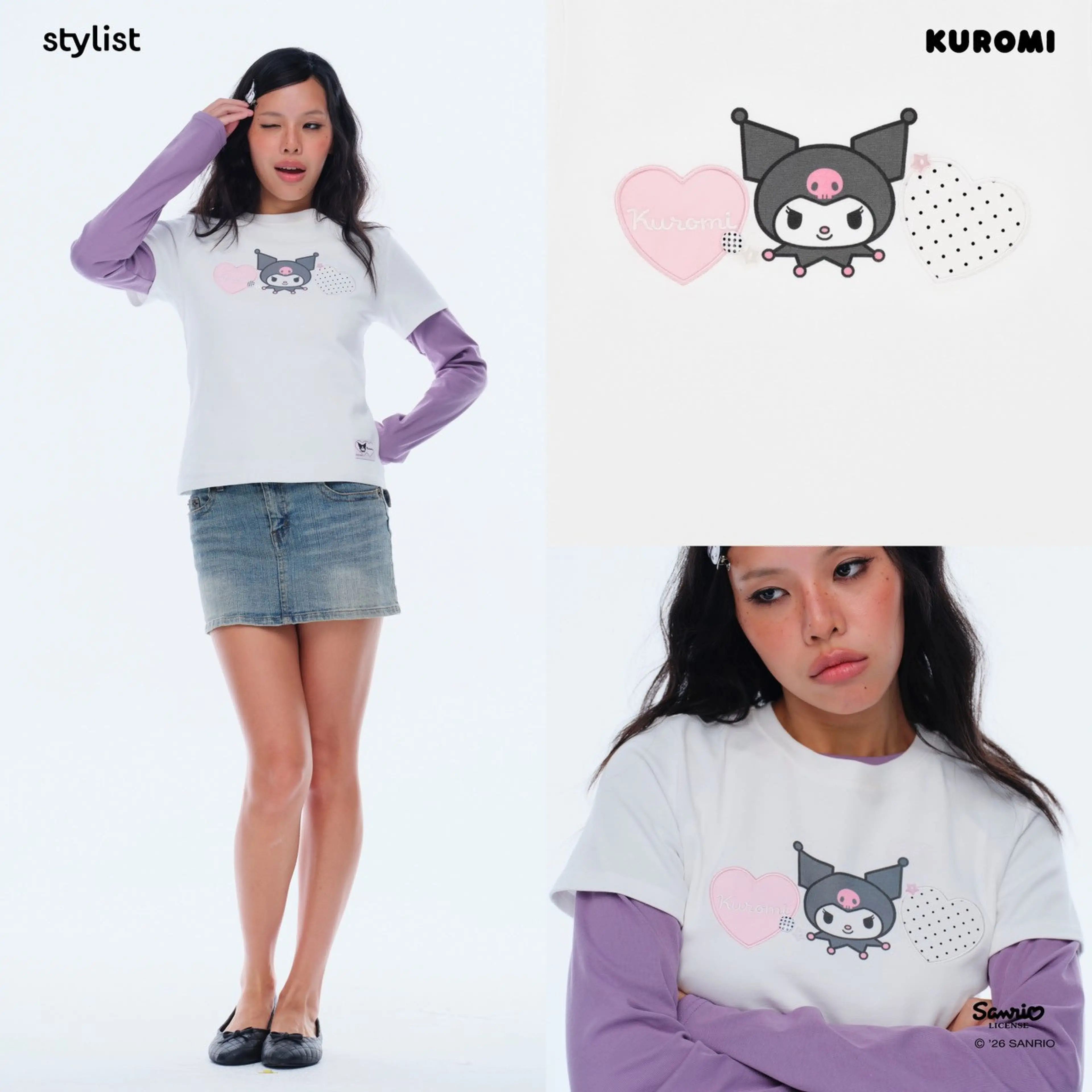 Stylist | Kuromi - Regular Tee Tripleheartwhite Fitted T-Shirt Kuromi - รูปที่ 1