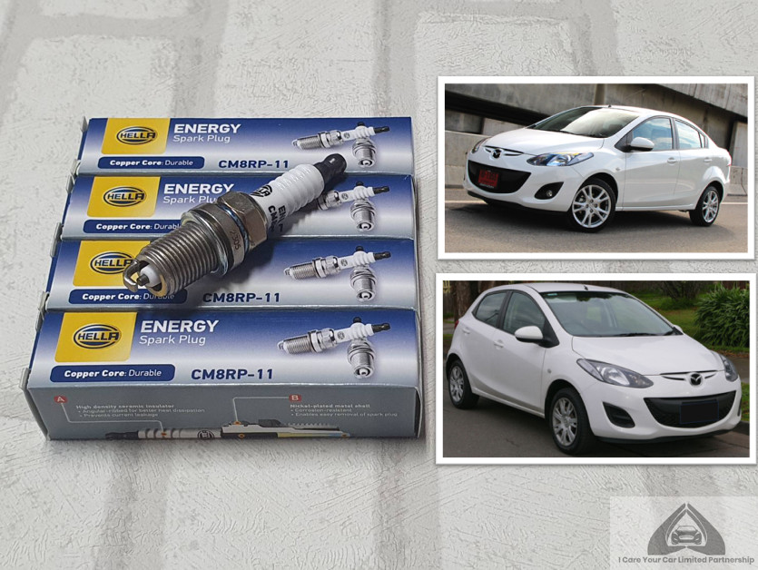 อุปกรณ์ประดับยนต์และชิ้นส่วนยานยนต์ หัวเทียน Mazda 2 DE ( 2009 - 2014 ) รุ่น 1.5 ขั้วนิคเกิ้ล ชุด 4 หัว : Hella CM8RP-11 ราคา 220 บาท*ส่งฟรี