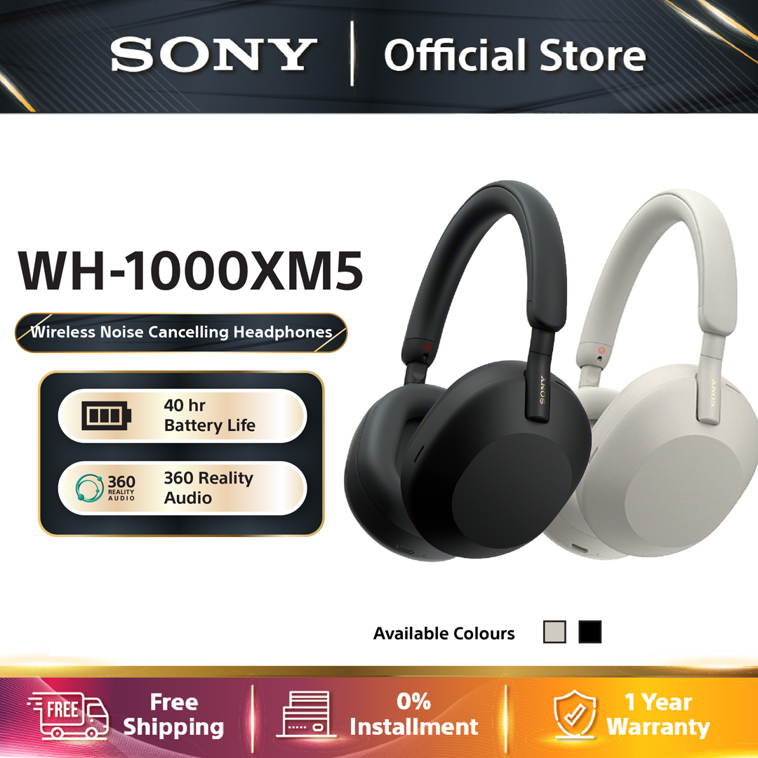 Sony WH-1000XM5 บลูทูธไร้สายแบบพรีเมี่ยมสวมหูหูฟังพร้อมไมโครโฟนตัดเสียงรบกวน noise canceling Headphones Bluetooth Over-ear Headset ราคา 399 บาท*ส่งฟรี