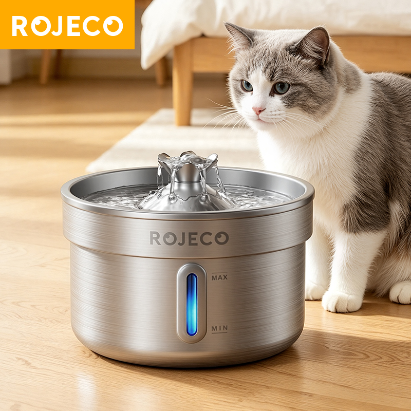 ROJECO Stainless Steel Crown Shape Cat Water Fountain Automatic Circulating Pet Drinking Dispenser Multi Layer Filter Water Feeder for Kitten Puppy ราคา 900 บาท*ส่งฟรี