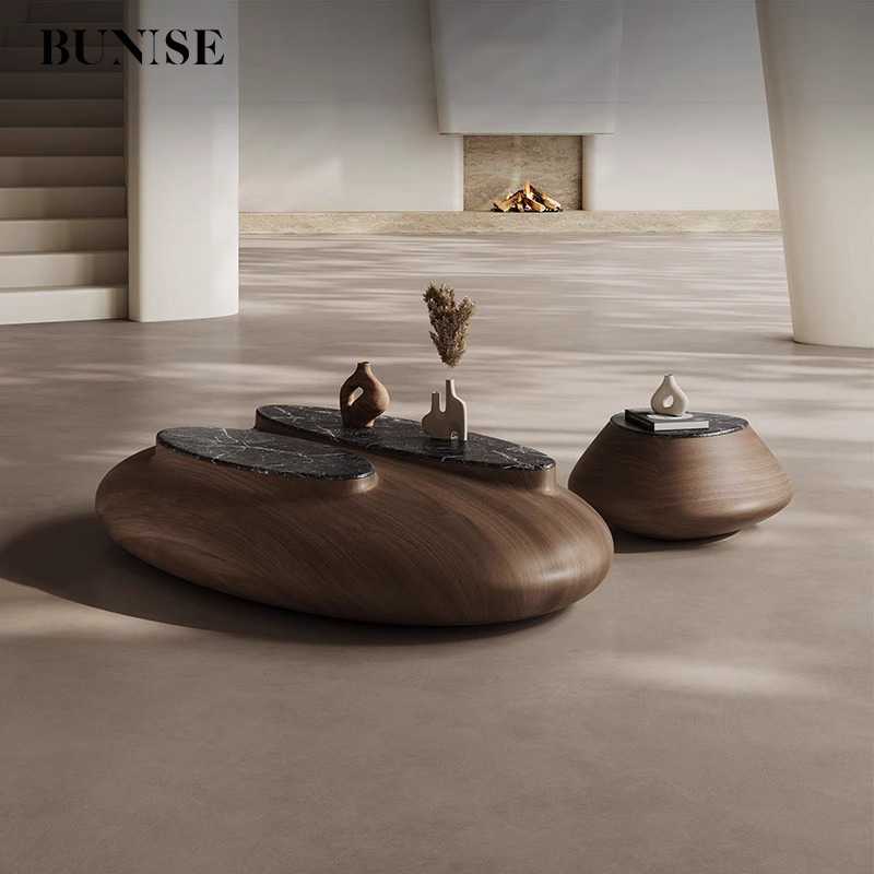 รูปสินค้า BUNISE Italian Minimalist Coffee Table Set BCO03 - Designer Irregular Tables for Living Rooms and Villas