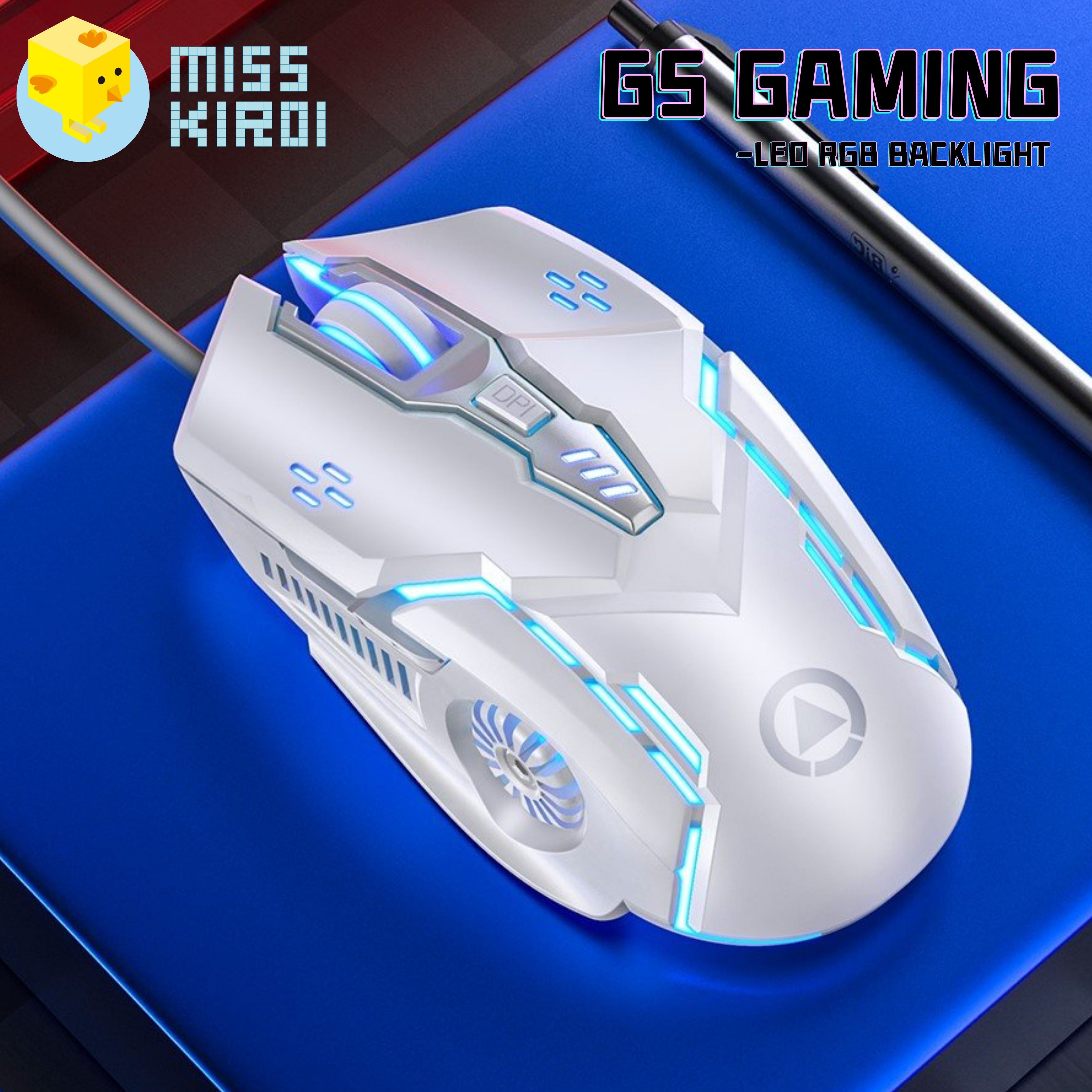 Miss Kiroi Model G5 Laser RGB Gaming Mouse เมาส์เกมมิ่ง ออฟติคอล ความแม่นยำสูงปรับ DPI 1200-3200 เหมาะกับเกม MMORPG (BNS) FPS MoBA เกมคอมพิวเตอร์เดสก์ท็อปแบบมีสายเงียบเ