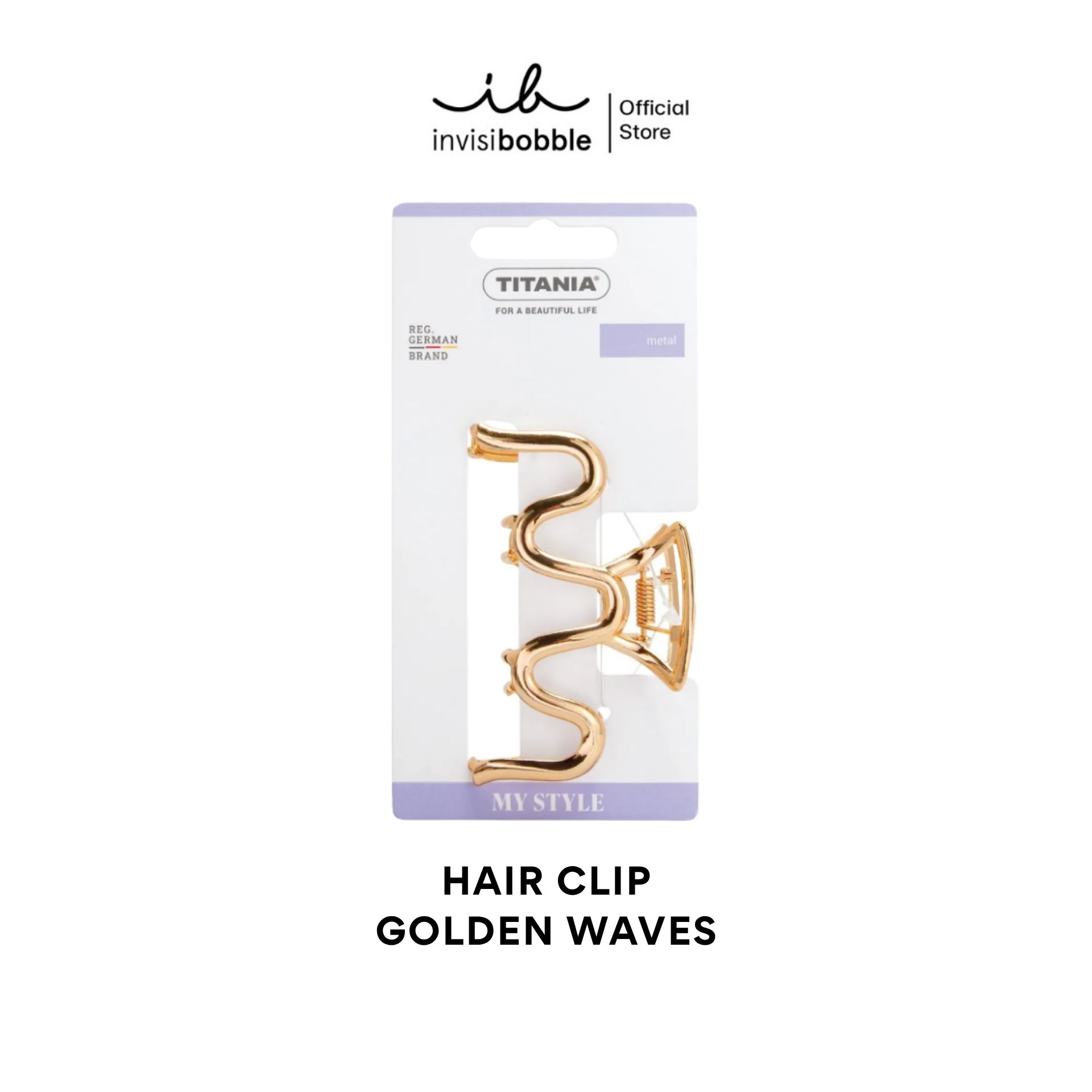 Titania Hair Clip, Hair Clip, Metal Hair Clip, Golden Waves Color, Imported from Germany (1 Box Contains 1 Piece) ราคา 255 บาท*ส่งฟรี