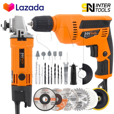ดูภาพ (แพ็คคู่) InnTech เครื่องเจียร หินเจียร ลูกหมู 4 นิ้ว 1,050W + สว่านไฟฟ้า สว่าน 3 หุน 720W รุ่น IT-954 + IT-606 แถมฟรี!! ดอกสว่าน ดอกเจียร ใบตัดเหล็ก ใบเจียร ใบตัดไม้ ใบตัดปูน แป้นขัดสี ขนแกะ และ อุปกรณ์ เครื่องมือช่าง รวม 26 ชิ้น INNT-954-606 เพิ่มเติม (แพ็คคู่) InnTech เครื่องเจียร หินเจียร ลูกหมู 4 นิ้ว 1,050W + สว่านไฟฟ้า สว่าน 3 หุน 720W รุ่น IT-954 + IT-606 แถมฟรี!! ดอกสว่าน ดอกเจียร ใบตัดเหล็ก ใบเจียร ใบตัดไม้ ใบตัดปูน แป้นขัดสี ขนแกะ และ อุปกรณ์ เครื่องมือช่าง รวม 26 ชิ้น INNT-954-606