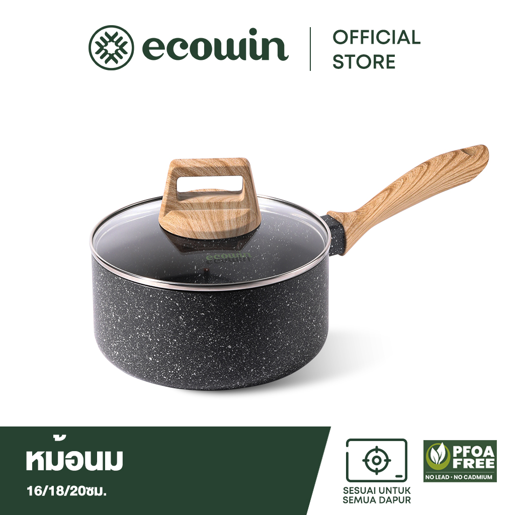 Ecowin ไม่ติดหม้อซุป กระทะเล็ก 16/18/20cm หม้อนม กะทะหินอ่อนเหมาะสำหรับเตาแม่เหล็กไฟฟ้าและเตาแก๊ส ราคา 527 บาท*ส่งฟรี