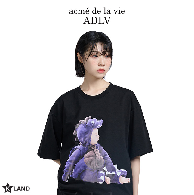Tシャツ・カットソー ACME DE LA VIE BABY FACE PURPLE DINOSAUR SHORT SLEEV 4BUK086 ADLV (acmé de la vie) BABY FACE PURPLE DINOSAUR SHORT SLEEVE